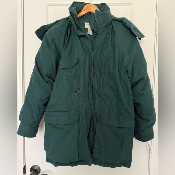 Vintage Eddie Bauer Emerald Green Goose Down Parka Hooded Winter Coat Warm S - Picture 10 of 11